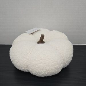 White Plush Fabric Pumpkin Decor Pillow - NWT